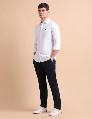 Image of U.S. POLO ASSN. Solid Tailored Fit Shirt for Men - 100% Cotton, Breathable & Comfortable, Full Sleeves Casual Shirt for Men