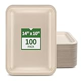 AICHEF 100 Pack 14 inch Extra Large Disposable Food Trays for Crawfish, Crab, Lobster, BBQ, Large Paper Plates 14 inch Disposable Serving Trays for Seafood Boil, Crab Boil Party Supplies