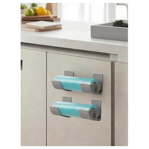 4pcs No-Drill Kitchen Storage Rack & Trash Bag Dispenser, Wall-Mounted Organizer for Foil Wraps, Bags, Space-Saving Home Storage Solution, Multifunctional Kitchen Organizer，Grey