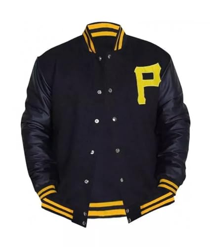 Pittsburgh Majestic Pirates Wool With Leather Sleeves Sports Letterman Varsity Jacket
