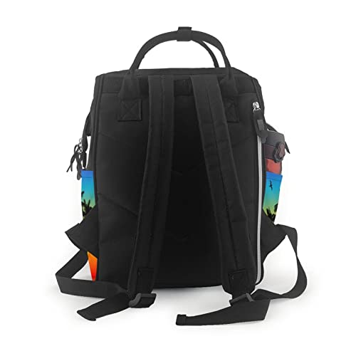 Sac à langer grande capacité imprimé tropical au coucher de soleil - 3