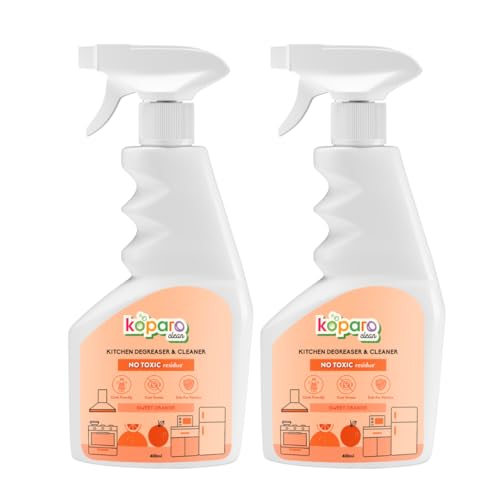 Koparo Kitchen Degreaser Cleaner | 400ml Pack of 2 | Removes Hard Stains | Used for Chimney, Microwave Ovens, Grills, Gas Stoves | Plant Based & Non-Toxic