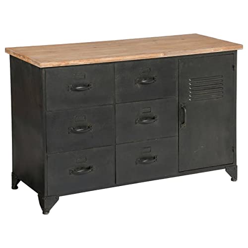 ATMOSPHERA CREATEUR D'INTERIEUR Paris Prix Commode 6 Tiroirs et, 1 Porte Torof 108cm Noir