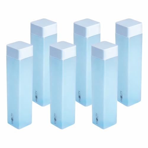 Image of Frosty Square Fridge Water Bottles Set of 6 | 1 Litre BPA Free Plastic Fridge Bottles | Slim Refrigerator Water Bottle Set for Home & Office | Gym Bottle | Kitchen (BABY PINK) (BLUE)