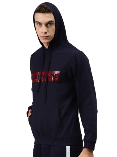 Image of Hubberholme Men's Cotton Blend Brand Printed Hooded Sweatshirt