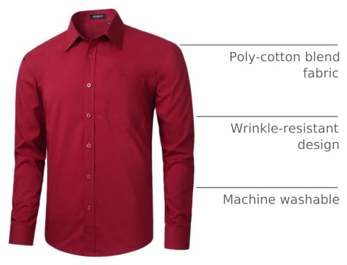 Image of HISDERN Mens Dress Shirts Long Sleeve Button Down Casual Shirts for Men Inner Contrast Formal Business Tuxedo Wedding Shirt