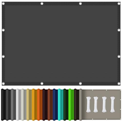 Image of Sun Shade for Patio Waterproof Rectangle 4 x 5.6 m(13.1 x 18.4ft) 98% UV Block Shade Cover Sunscreen Awning with Grommets for Patios Backyard Outdoor Garden, Dark Grey