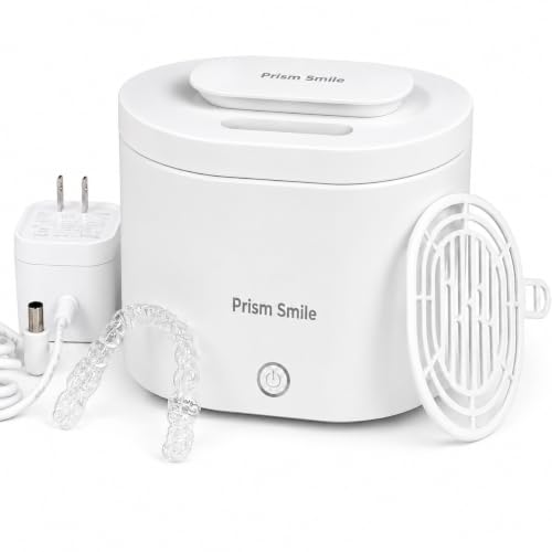 Prism Smile Ultrasonic Retainer Cleaner Machine, 42kHz Deep Cleaning Machine for Retainers, Aligners, Night Guards and Dentures, 200ml Portable Dental Appliance Cleaner, One-Touch Operation