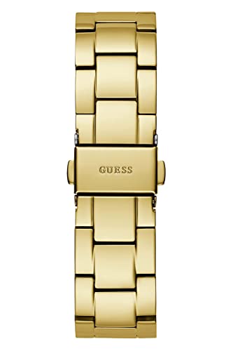 Image of GUESS Stainless Steel Emblem Collection Analog Gold Dial Women's Watch-Gw0485L1, Band Color-Gold
