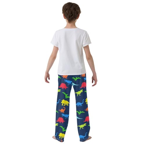 Colorful Neon Dinosaur Silhouettes Boys Pants for Kids Jogger Pants with Pockets S-XL3