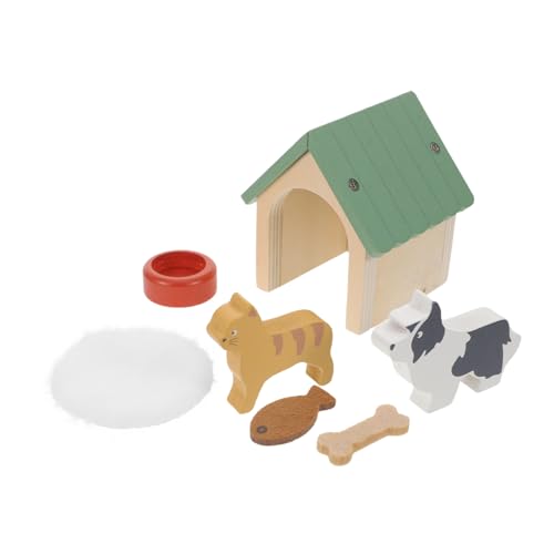 HOOTNEE ミニチュア木製犬小屋 ドッグボウル フード付き ミニペットハウス 模型 ドールハウス家具 アクセサリー ガーデンシーン装飾 のごっ