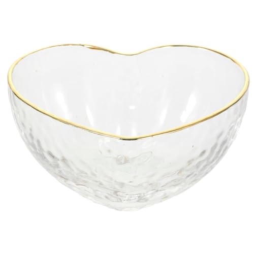 SMASOLO Ciotola da Dessert in Vetro a Forma di Cuore Trasparente, Ciotola da Insalata Elegante per Cene e Feste, con Rifiniture Dorate, per Servire Snack e Antipasti