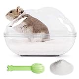 PESNLO Hamster Small Animal Sand Bath Box Bathtub Critter's Bathroom with Bath Sand and Scoop Accessories for Mice Hedgehog Lemming Gerbils or Other Small Pets (Medium)