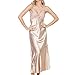 ASHER FASHION Women's Sexy Satin Long Nightgown Lace Slip Lingerie Chemise Robes Camel US 4-6 = Tag M
