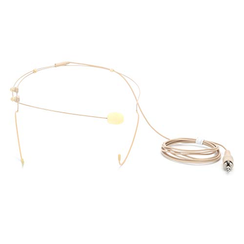 ciciglow Headset Microphone, Dual Ear Hook Headworn Mic 3.5mm Male Screw Lock Omnidirectional Mic for Wireless Bodypack Transmitter