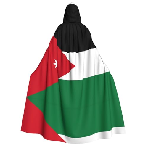 KKAFGBV Bata con capucha para adultos de Halloween con la bandera de Jordania, unisex, adecuada para cosplay de Navidad
