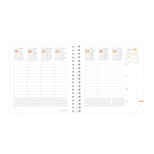 Quo Vadis Agenda Timeandlife Medium Multilingua Anno 2022 Nero Formato 16X16Cm Settimanale 13 Mesi Dicembre-Dicembre Carta Bianca Con Spirale Copertina Amovibile In Sintetico Cassandra - 3