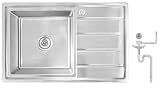 Preero-80x50x21, R18 Lavello da cucina, acciaio inox 304, spessore 1 mm, rettangolare, 1 vasca, Lavelli,sgocciolatoio a destra
