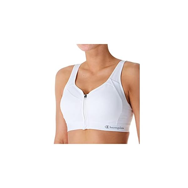 Champion-Womens-Motion-Control-Zip-Sports-Bra Champion womens Motion Control Zip Sports Bra, White, 36D US