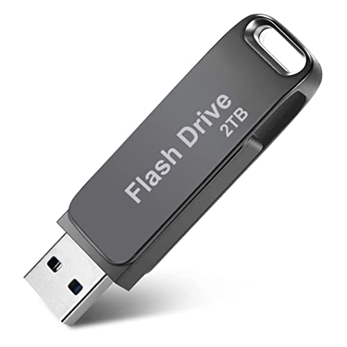 Usb Flash Drive 2Tb High-Speed Thumb Drive 2000Gb Waterproof Memory Stick Metal Usb Drive Data Storage With Keychain Design Pen Drive Jump Drive For Data Backup And Transfer For Pc/Laptop (Gun-Black) #TOP2