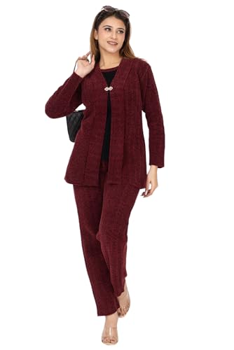 Image of TWENTY ME Winter Wear Full Sleeve Soft Wool Women's Solid Co-ord Set (6706)