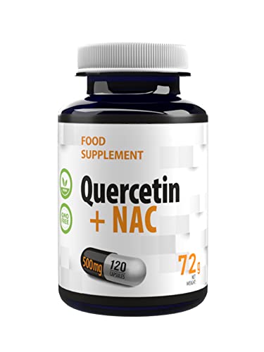 Quercetin + NAC (N-Acetyl Cysteine) Complex 500mg 120 Vegan Capsules, 3rd Party Lab Tested, High Strength Supplement, Gluten and GMO Free