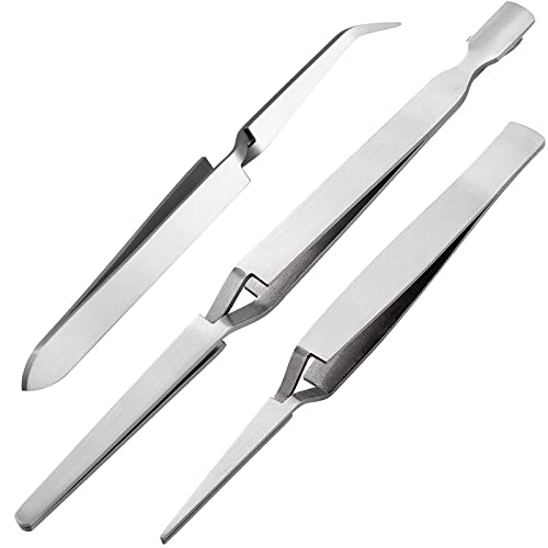 3PCS Professional Nail Shaping Tweezers Kit Nail Pinching tools C Curve Nail Art Sculpture Stainless Steel Nail Design Nail Cuticle Pusher Manicure Tools