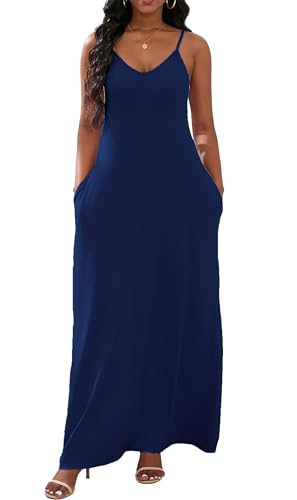 Image of vunahzma Womens Casual Fashion Sleeveless Plus Size Loose Long Sexy Maxi Dress with Pockets