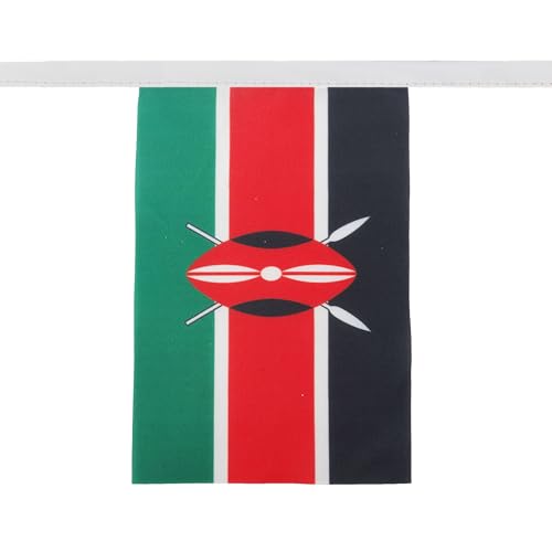 Image of AZ FLAG Kenya 6 meters BUNTING Flag 20 flags 9'' x 6'' - Kenyan STRING flags 15 x 21 cm