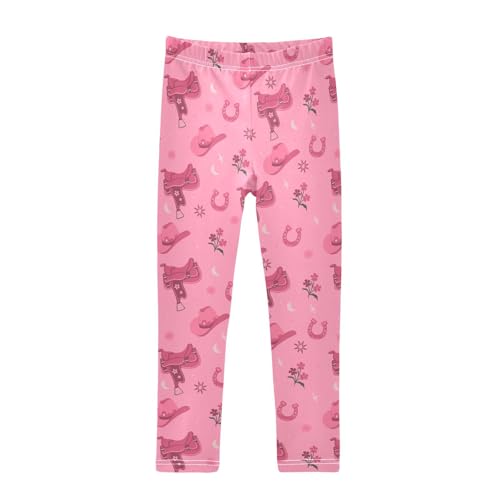 CaTaKu Girls Leggings Cowboy Horseshoes Leggings for Girls Kids Athletic Workout Yoga Pants Size 4-10T