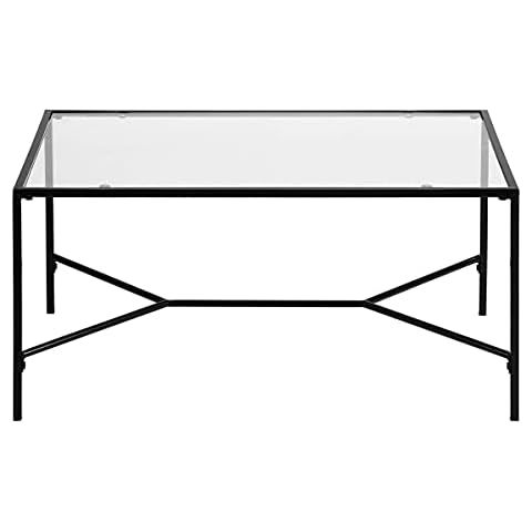 Mesa de café Homy Casa de vidrio templado y marco de metal ferroso 90x55x44 cm Cover