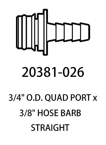 20381-026 Quad Port Fittings for Quad Water System Pump (3/8" Hose Barb - Straight)