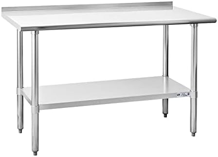 Hally Sinks & Tables H Stainless Steel Table for Prep & Work 24 x 60 Inches, NSF Commercial Heavy Duty Table with Undershelf and Backsplash for Restaurant, Home and Hotel
