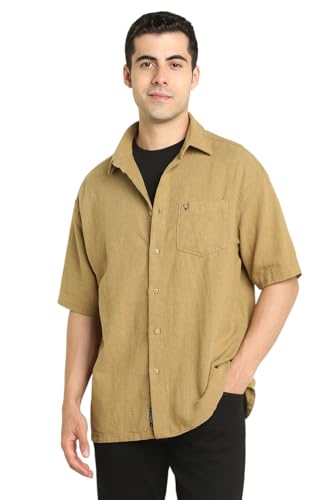 Image of Allen Solly Men's Textured Casual Shirt | Drop Shoulder | Half Sleeve | Relaxed Fit | Casual & Streetwear Style