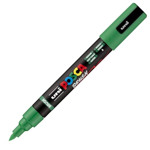 POSCA PC5BR, Marqueur peinture Brush base eau - Tout Support - Vert Foncé