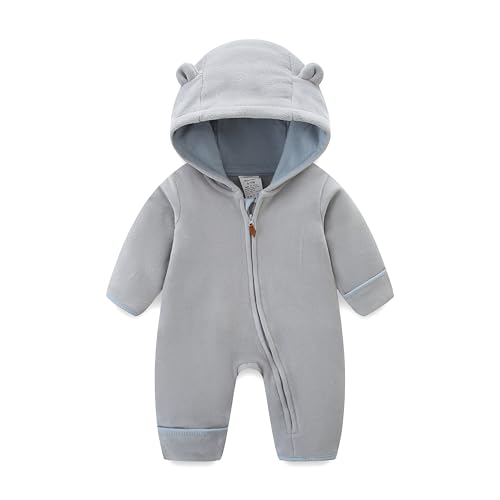 JingleBaBa Neutral Baby Clothes Fleece Bear Coat Baby Bodysuit With Hood Newborn Halloween Costume 0-3 Months