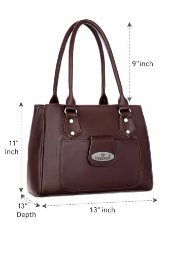 Image of creeper Women Top Handle Leather Bag, Shoulder Long Handle Purse For Girls And Ladies