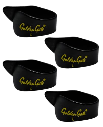 Golden Gate GP-4B-4PK Thumb Picks – Black – Large – Made in USA 4 Pack for Guitar