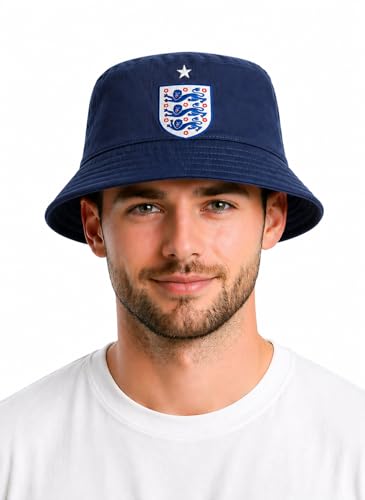 England Bucket Hat for Football World Cup Unisex White Blue or Red Head Circumference 56-58cm (Cotton Blue)
