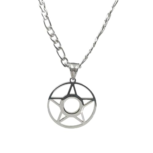 Collier Satan pentagramme anti-allergie en acier inoxydable qui ne verdit pas