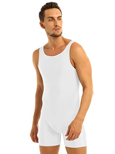 renvena Men's Adult Stretchy One Piece Tank Leotard Biketard Sports Workout Sleeveless Wrestling Singlet Bodysuit2