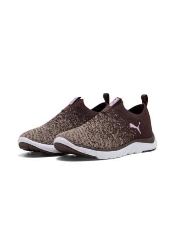 Image of Puma Women's Softride Remi Slip-On Knit Wn's Street Running Shoe, Chocolate Fondue Mouse Grey Mauve Glow, 7 US