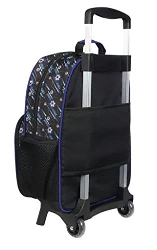 Kit Mochila Futebol De Rodinhas Grande Menino Lancheira Térmica Com Alça De Ombro Bolsos Laterais Ma