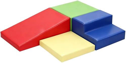 JungleDove Schaumstoff Bausteine Kinder Klettern Indoor: 4 Softbausteine Riesenbausteine Spielbausteine - Weiche Bausteine Baby Montessori Großbausteine Kletterspielzeug Outdoor Ve