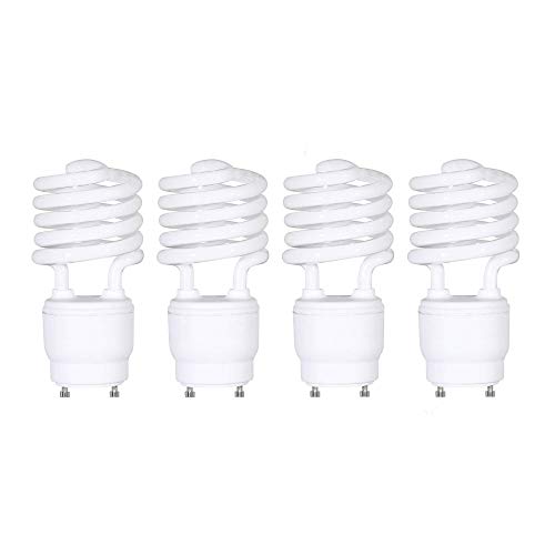 GoodBulb 23 Watt CFL Light Bulbs - T2 Spiral Compact Fluorescent - GU24 Light Bulb Base - 2700K 1600 Lumens - 4 Pack