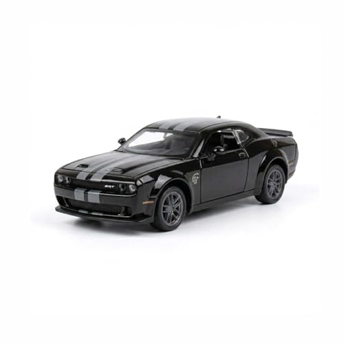 Image of 1:36 Scale Die-cast Model for Dodge Challenger SRT (Black) | Metal body, Openable Doors, Lights, Engine Sound, 1:36 Scale, Birthday Gift For Boys and Kids