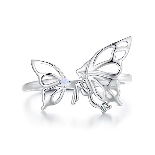 Bijoux de mariage bague papillon strass haut de gamme avec anneau ouvert réglable