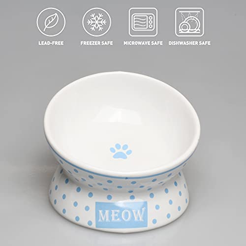 Meowgod Cat Food Bowl Raised Cat Bowls Elevated Cat Bowl Ceramic Pet Food Bowl,Protect Pet's Spine,Anti-Vomiting And Reduce Neck Burden,Dishwasher Safe #TOP1