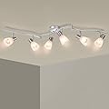 HiBay LED Ceiling Light Fixture, Adjustable 6-Light Track Lighting Kit, Modern Kitchen Spotlight with Glass Lampshade for Living Room Bedroom Hallway, E12 Base?Bulbs Not Included?