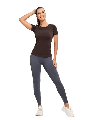 Image of MathCat Seamless Workout Tops for Women, Short Sleeve Compression Athletic Shirts Soft Yoga Gym Tops XS-XL